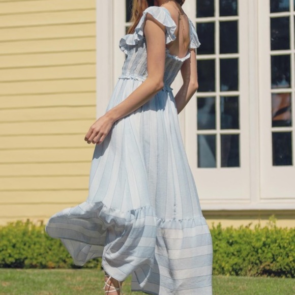 NWT Smocked Striped Flutter Sleeve Maxi Dress - Picture 3 of 9